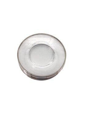 8 Tiffin Glass Plates Silver Edge Clear Salad Vintage 94805